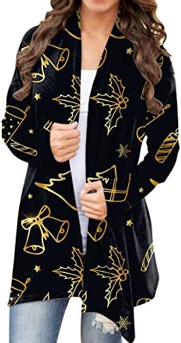 Moda Cardigan pentru femei Crăciun imprimare toamna deschis fata Cardigan Casual Duster ușoare Cardigan pulover lung