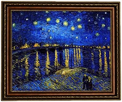 Eliteart - noapte înstelată peste Rhone de Vincent Van Gogh Giclee Art Canvas printuri-Dimensiune încadrată:27 3/5 x34 3/5