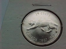 Brilliant Necirculat 1967 Canada 25 Cents - Bobcat