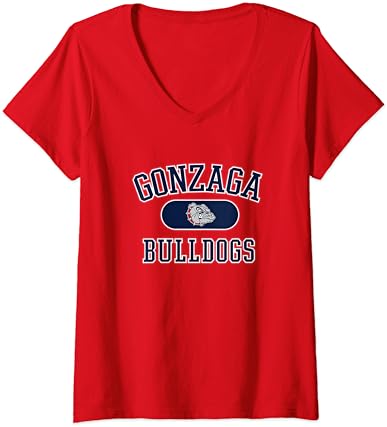 Femei Gonzaga Bulldogs Varsity Red Red Tricou cu gât V licențiat oficial