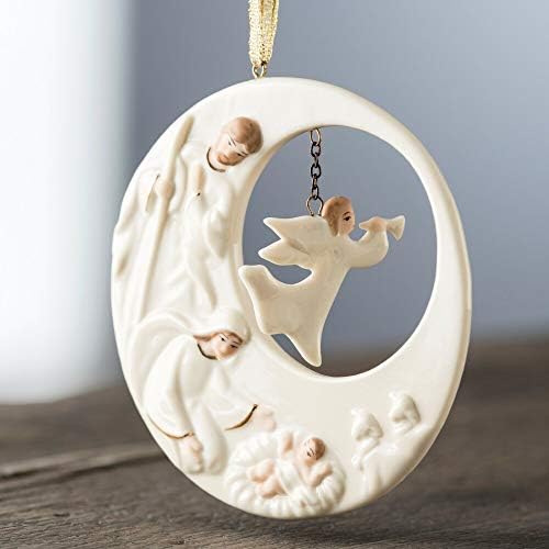 Belleek Nativity Angel Hanging Ornament, White, China, 4 x 6 x 6