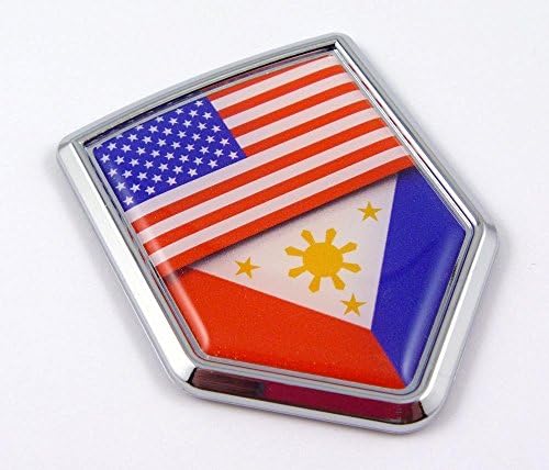 SUA Filipine Filipiniene Americane de Flag autocolant Chrome Emblem Decal
