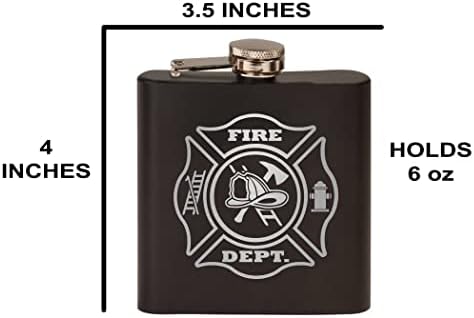 Pompier Departamentul De Pompieri. Logo-ul din oțel inoxidabil Hip Flask premium Matte Black face un set cadou mare cutie Pentru