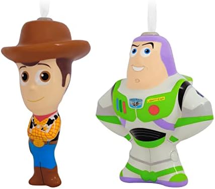 Hallmark Disney/Pixar Toy Story Woody and Buzz Lightyear Decoupage Ornamente de Crăciun, set de 2