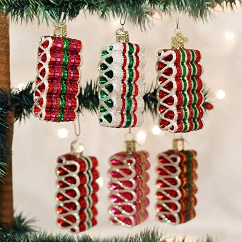 Old World Ornamente de Crăciun: ornamente suflate cu bomboane de panglică pentru brad de Crăciun