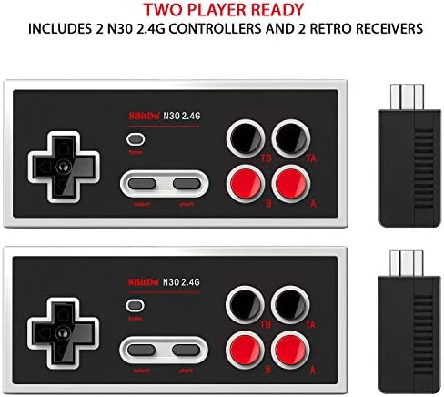 8BITDO N30 2.4G Wireless Gamepad Double Plack Bundle - Include carcasă de transport - NES Classic Edition