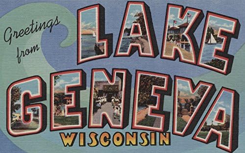 Lacul Geneva, Wisconsin, scene de scrisori mari, Halftone vintage