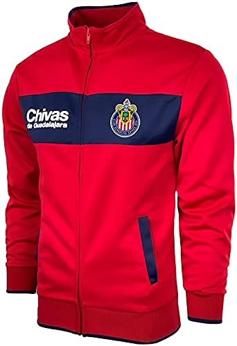 Jachetă Icon Sports Chivas, jachetă cu fermoar complet Chivas Del Guadalajara pentru bărbați licențiată