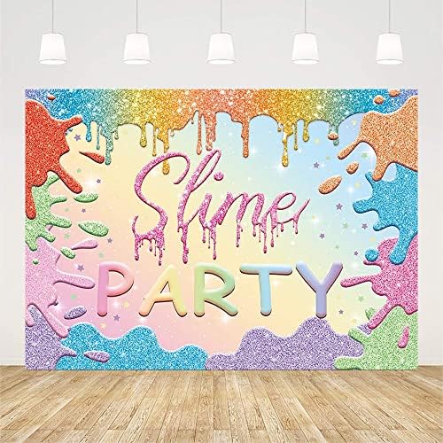 Aibiin 7x5ft Slime Party fundal pentru fată Baby Shower ziua de naștere fotografie fundal sclipici Splatter colorat vară Graffiti