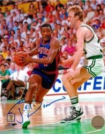 Joe Dumars Autografat Detroit Pistons 8x10 Foto 1 - Cu Larry Bird