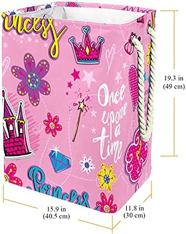 MAPOLO rufe împiedică fete roz Castel coroana Magic WGifts Flori Printesa pliabil Lenjerie spălătorie depozitare Coș mânere detașabil impermeabil haine jucării organizare în spălătorie dormitor