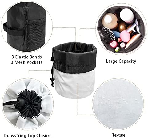 Coeqine Barrel Barrel Drawstring Bag pentru a călători Geantă cosmetică Organizator de toaletă mare pentru femei și fete cu