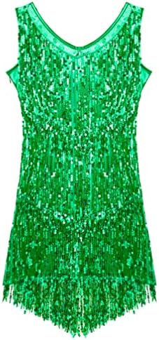 Iiniim Flapper Women’s Dress V gât 1920 Sequins Sequins Fringe Tassels Latin Ballroom Costum de dans