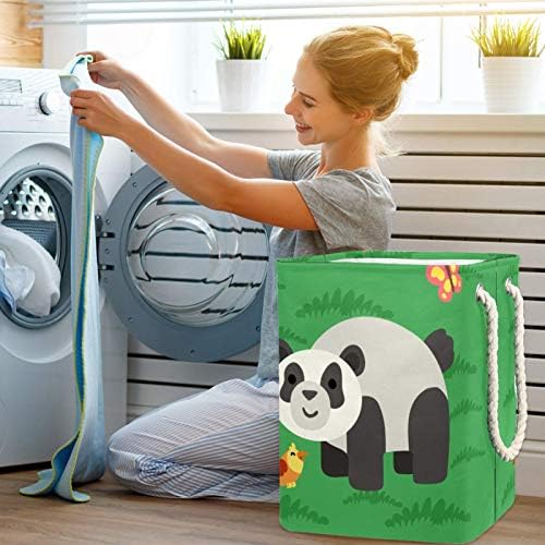 MAPOLO spălătorie împiedică Panda verde Lenjerie pliabilă coș de depozitare a rufelor cu mânere suporturi detașabile bine ținând impermeabil pentru haine organizarea jucăriilor în spălătorie dormitor