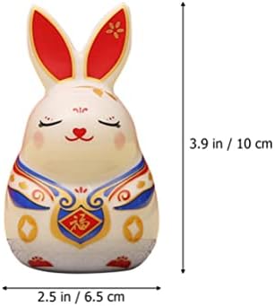 Amosfun Chinese Anul Nou 2023 Decorațiuni de iepure Figurină iepure Bunny Figurină cu figurine pentru animale ceramice Feng