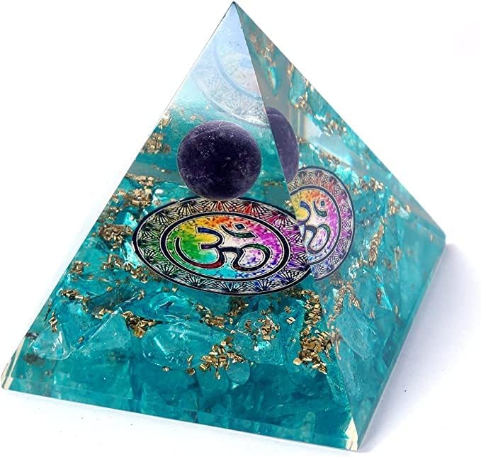 Sferă naturală de ametist cu cristale albastre orgone vindecare manuală și control energetic atrag abundența piramidă de cristal