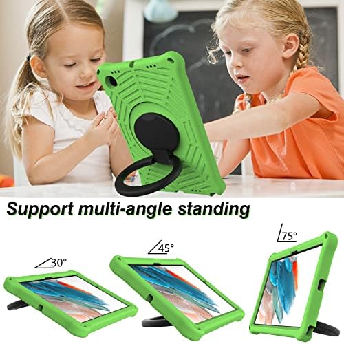 Pentru Samsung Galaxy Tab A8 10.5 x200/x205 Carcasă pentru copii - EVA Lightweight SockproofProof 360 ° Mâner rotativ Stand Rugged Cover W curea de umăr, Verde