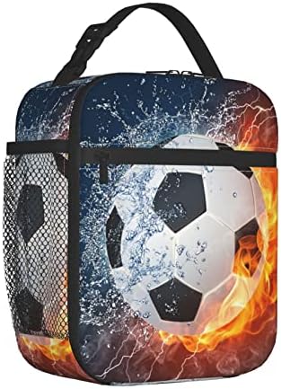 Chayber fotbal pe foc și apă cutie de prânz Copii Băieți Fete Geantă de prânz izolată pentru femei bărbați Pungi termice de