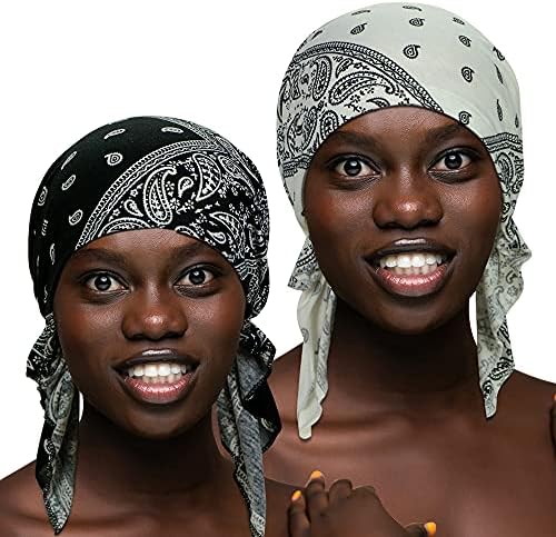 ASHILISIA 2 piese femei chemo pălărie Turban Beanie, pre-legat Headwraps Headwear Bandana pentru pierderea parului