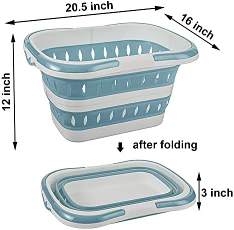 Coșuri de rufe pliabile din Plastic cu 5 mânere 44L, spațiu inteligent de economisire a spațiului deisgn coș de spălat depozitare în bucătărie, coș de rufe pliabil mare pentru dormitor și baie