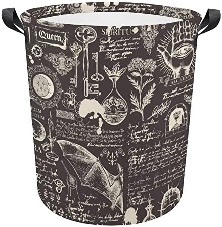 Magic Alchemy Witchcraft rotund rufe împiedică pliabil impermeabil murdare haine coșuri cu mânere sac de depozitare coș de spălat
