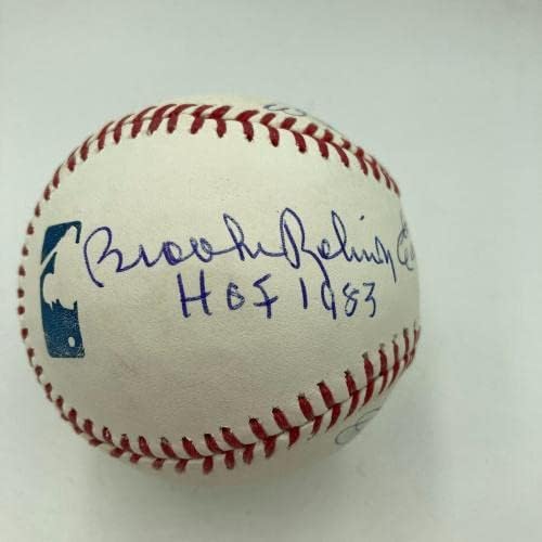 Cal Ripken Jr. Brooks Robinson Earl Weaver Eddie Murray semnat baseball PSA JSA - Baseballs autografat