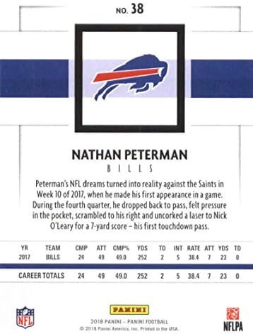 2018 Panini NFL fotbal 38 Nathan Peterman Buffalo Bills Card oficial de tranzacționare