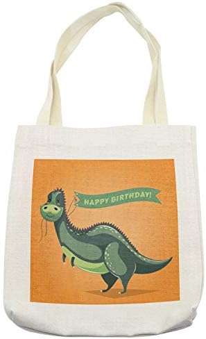 Geanta de naștere Amentenne, dinozaurul de desene animate amuzante, care ține panglică pentru ziua de naștere temă, lenjerie