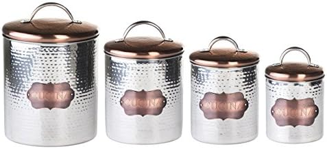 Amici Home Cucina Argint / Bronz 20-38-64 & amp; 104 oz Cutii de depozitare metalice, Set de 4