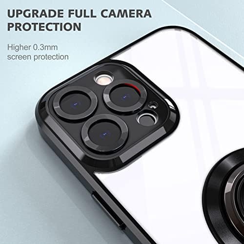 Banstne compatibil iPhone 14 Pro Case Clear [Magnetic Support Mount Car] [360 ° Suport inel Kickstand] [Protecția camerei]