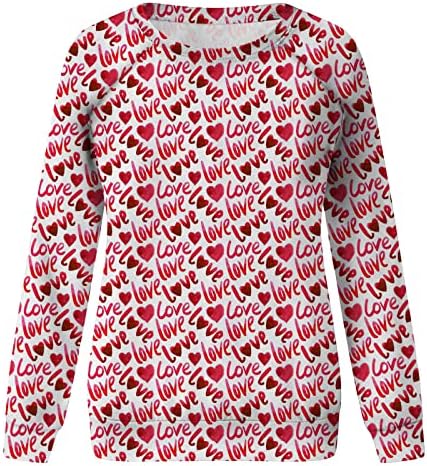 Dragoste inima Camasa pentru femei maneca lunga Ziua Îndrăgostiților Pulover Topuri toamna moda vacanță echipajul gât tunica