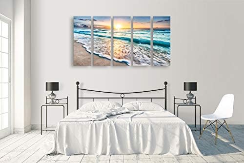 S02258 Canvas imprimeu arta perete plajă apusul soarelui oceanul naturi imagini întinse și încadrate cu valuri albastre picturi