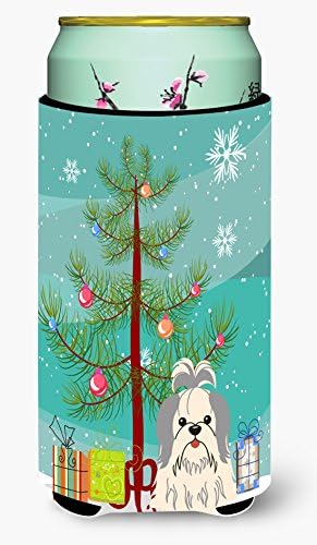 Caroline's Comorsures BB4210TBC Arbore de Crăciun fericit Shih Tzu Silver alb băiat înalt, hugger, poate răcire manșon hugger machine la spălare lavabilă mânecă hugger izolator pliabil izolat izolat