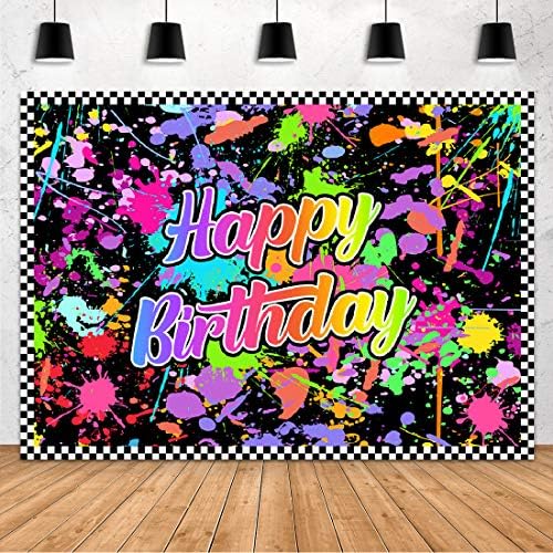 Aperturee 7x5ft vopsea stropi Fericit Ziua de nastere fundal colorat Neon strălucire pictura Graffiti Retro Disco Hip Pop fotografie
