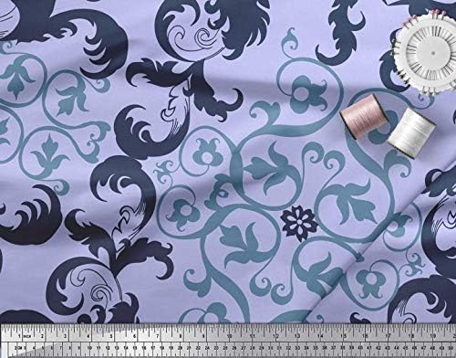 Soimoi bumbac Jersey Fabric Swirl & amp; Ogee Damasc Decor Fabric imprimate curte 58 Inch Wide
