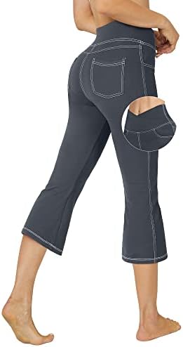 Pantaloni Capri G4Free pentru femei Cross Talie Pantaloni Yoga Yoga Strechy Capri Legguri cu 4 buzunare