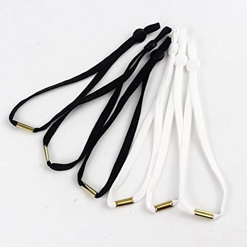 SELCRAFT 100buc mască albă neagră cordon Elastic Cataramă reglabilă bandă elastică elastică Earloop Lanyard earmuff Rope DIY Making Supplies-alb 2-100buc 293