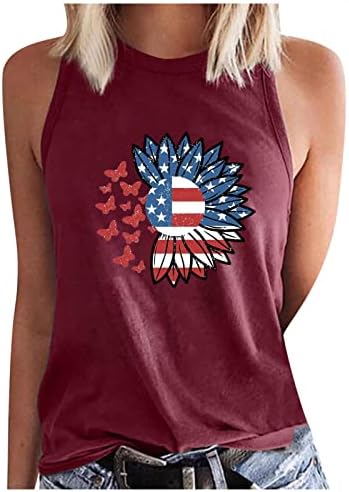 Târguri de tanc de floarea -soarelui pentru femei cămașă grafică patriotică 4 iulie vest de vară vestie fără mâneci tee SUA