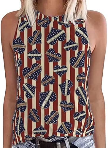 Tăpi de rezervor pentru femei tricouri patriotice cauzale libere de tricouri de pavilion tricouri fără mâneci 4 iulie tricouri