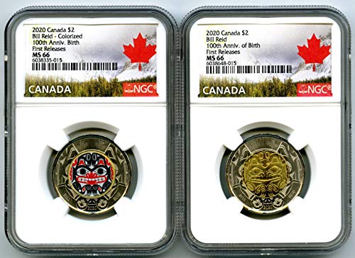 CA 2020 Canada 2 dolari Bill Reid Grizzly Bear Xhuwaji Toonie lansează mai întâi două seturi de monede potrivite Cert NGC