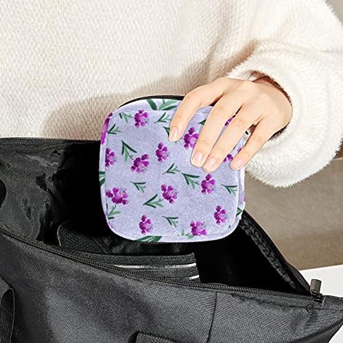 Sac de depozitare șervețel sanitar, portabil perioada sac pentru femei Fete menstruale Cupa Husă, Violet Floare Vintage artistice