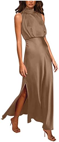 Rochie din Satin de vară 2023 rochii formale fără mâneci pentru femei rochii elegante laterale Split Cocktail Party Maxi