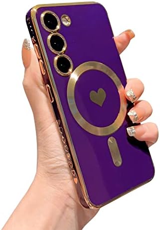 Carcasă de telefon magnetic vanipuff pentru Samsung Galaxy S23 5G [compatibil cu Magsafe] Placare de lux Drăguț Dragoste de