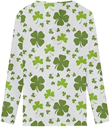 Topuri pentru femei Dressy St Patricks zi Tricouri croșetat dantelă v gât 3/4 maneca T Shirt Shamrock imprimare Casual pulover