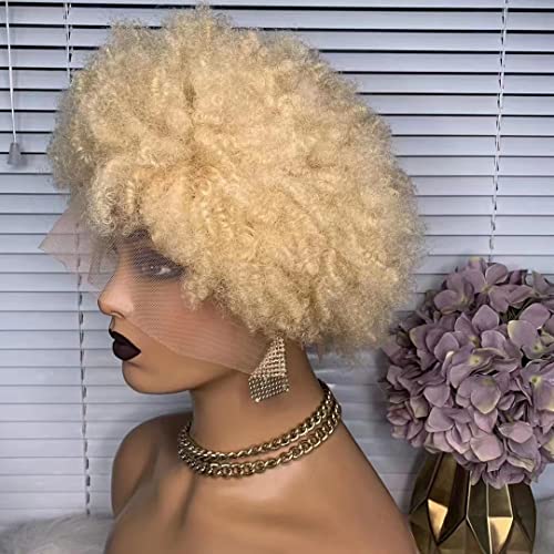 Quella Full Lace Afro peruca de păr uman anii ' 70 Pervers scurt cret 4c 4b Afro puf peruci Hd Transparent și maro Dantela
