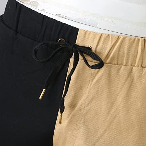 Pantaloni scurți de vară pentru bărbați zddo, bloc de culori Patchwork Drawstring pantaloni scurți de marfă casual, rularea