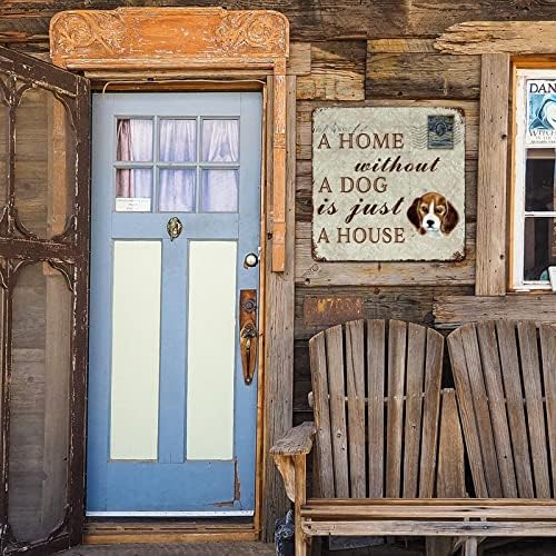 Semn de metal amuzant de câine o casă fără câine este doar o casă tricolor beagle drăguț cățeluș de cățeluș cu câine de companie