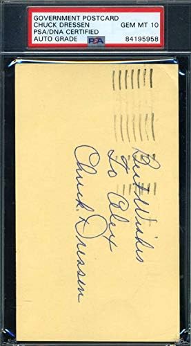 Chuck Dressen PSA ADN Gem Mint 10 Autograf semnat manual 1961 GPC Guvern Guvern