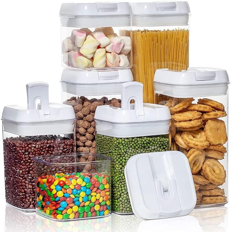 SBSNH 7pcs alimente depozitare Container Jar Set cu capac bucatarie Vrac sigilate cutii Multigrain rezervor Container pentru