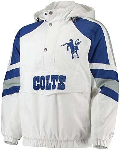 Starter bărbați alb / gri Indianapolis Colts joi noapte lumini Half-Snap Hoodie jacheta